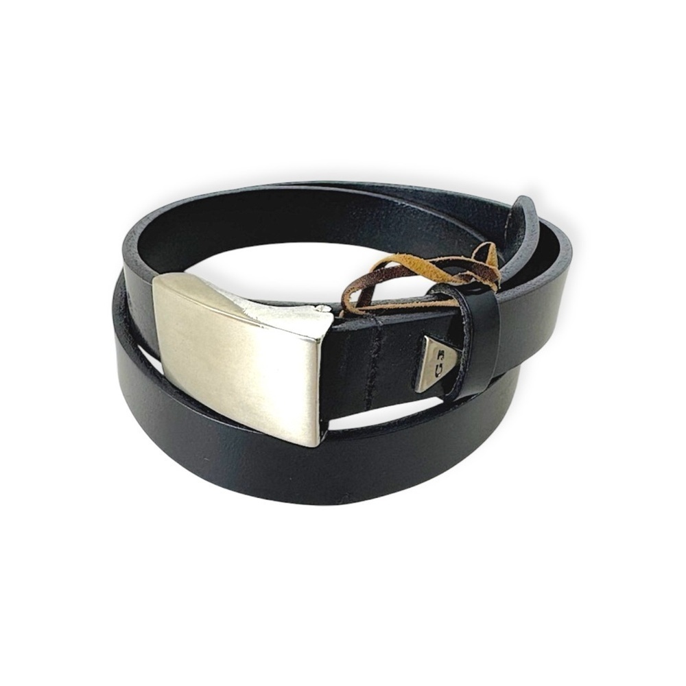 Vintage Guess Black Leather 90s Y2K Minimalist Belt Made in USA Size L